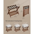 thumbnail image 6 of Set of 2 Solid Wood Luggage Racks No Assembly Foldable Suitcase Stands with Storage Shelf, 150 lb Capacity, Coffee Brown, 6 of 6