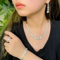 thumbnail image 4 of Bold Dubai Gold CZ Round Square Necklace Earrings Bracelet Ring Prom Jewelry Set, 4 of 9