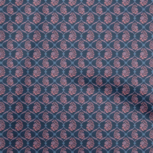 oneOone Polyester Spandex Blue Fabric Ogee Fabric For Sewing Printed Craft Fabric By The Yard 56 Inch Wide