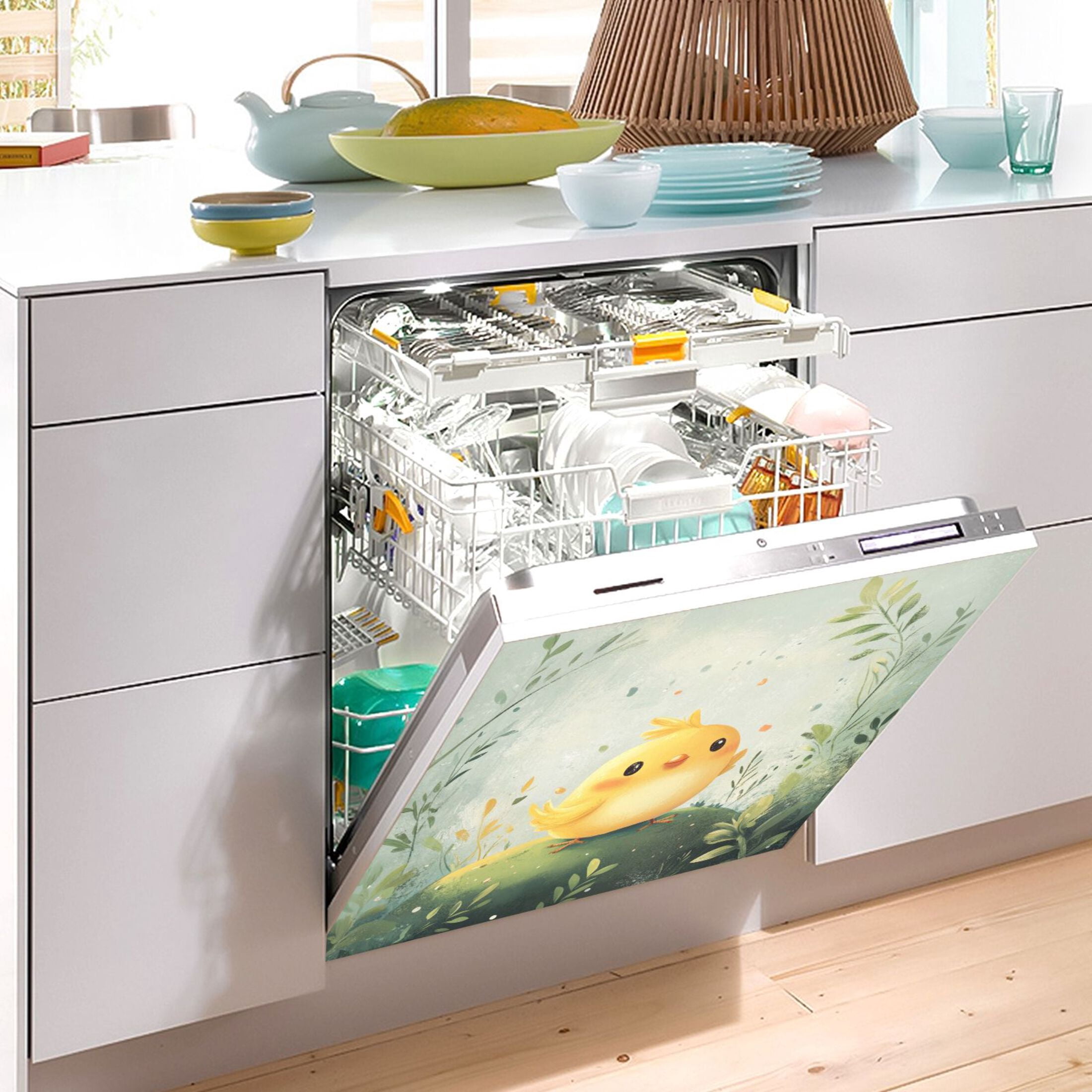 Dishwasher Magnetic Sticker 23x26 Inch Refrigerator Magnetic Sticker Washing Machine Magnetic Sticker Kitchen Panel Magnetic Sticker Home Decor Cute Little Yellow Bird