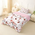 thumbnail image 2 of Erosebridal Kawaii Ladybug Twin Comforter Sets for Kids, Pink Floral Flower Bedding Set, Pink Reversible, 2pcs, 2 of 6