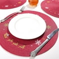 thumbnail image 6 of Lksixu Christmas Round Placemats, 15 inch Red Woven Place Mats with Snowflake and Reindeer Pattern, Heat Resistant Non-Slip Washable Table Mats Christmas Decorations for Holiday Kitchen Dining Table, 6 of 9