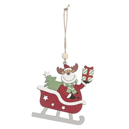 

Wooden Ski Car Cartoon Santa Claus Hanging Pendant for Christmas Decoration