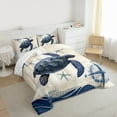 thumbnail image 3 of Feelyou Teens Sea Turtle Queen Comforter Set, Ocean Nautical Compass Bedding Sets, Cartoon Marine Theme Reversible Bedding Comforter Set, Ultra Soft Bedroom Decor, 3pcs, 3 of 8