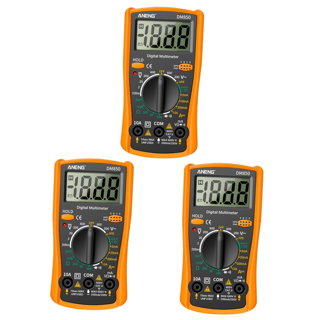 WRISTBIQUE 3Pack Multifunctional Digital Multimeter Voltage Measurement Home Use Orange
