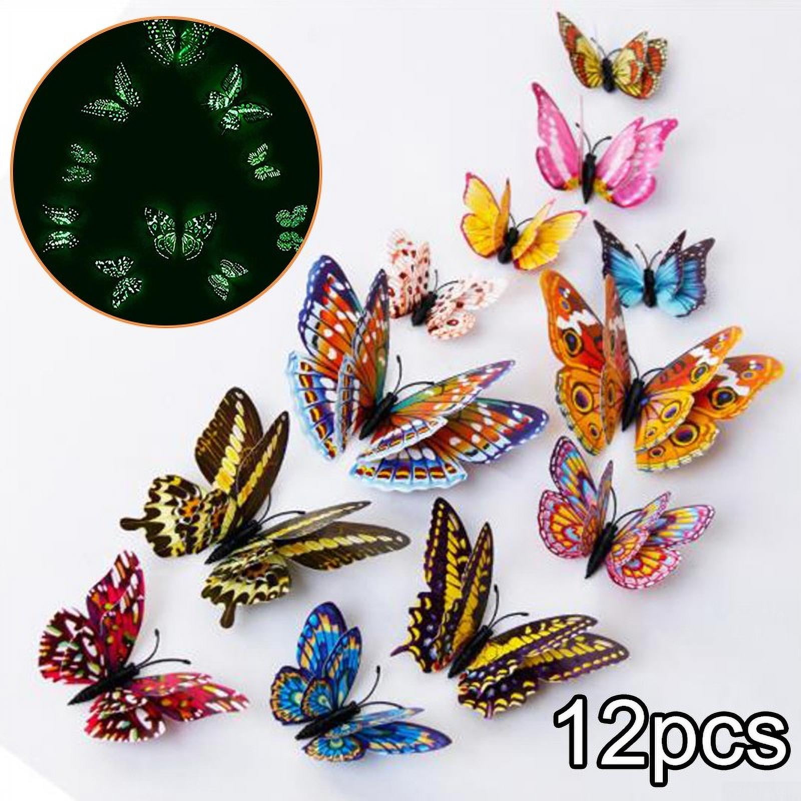 12Pcs Glow In The Dark Butterfly Wall Stickers Home Kit Living Room PVC Bedroom