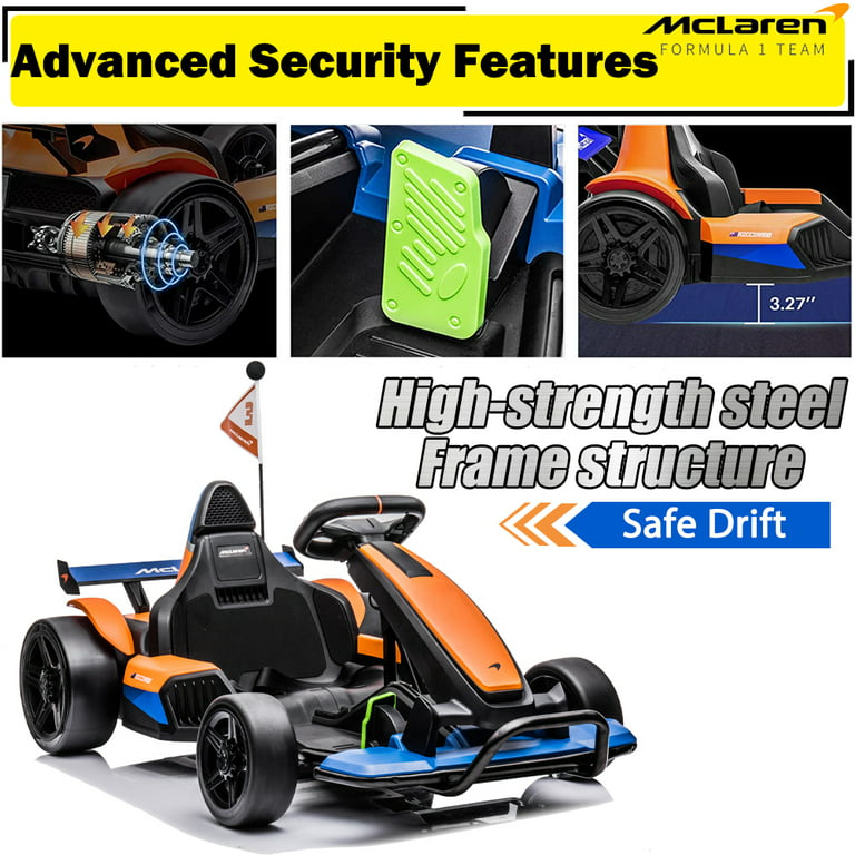 Electric Go Kart for Kids, Mclaren 24 V Kids Ride On Cars, Battery Powered Kids  Electric Go Kart, Go Kart for Kids Ages 6-12 with Bluetooth, 2 Speeds, One  Button Start, Adjustable