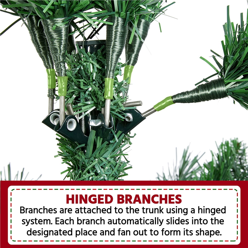 Alden Design 7.5ft Pre-lit Frosted Artificial Christmas Tree with Pinecones, Green