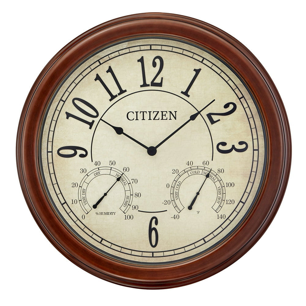Citizen Clocks Citizen CC2057 Outdoor Wall Clock, Dark Brown Walmart