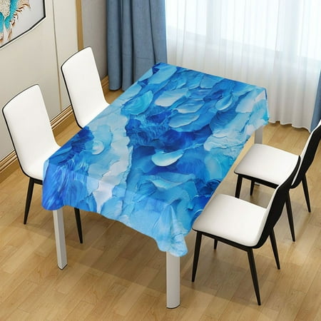 

60x90 Inch Tablecloth Polyester Square Tablecloth for Home Kitchen Dinner Decor Abstract Blue Painting