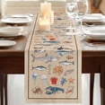thumbnail image 3 of Nautical Coastal Animals Table Runner, Vintage Ocean Marine Life Brown Cotton Linen Table Runners 120 Inches Long, Dresser Scarf Runner for Dining/Living Room/Kitchen/Square Tables 13''x120'', 3 of 9
