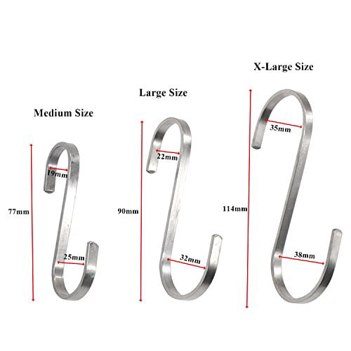 ESFUN 2 Pack 3-Inch Long Stainless Steel Heavy Duty S Shaped Hooks Solid Hammock S Hanging Hooks Utility Hooks Hanger with 5/16 inch Thickness 
