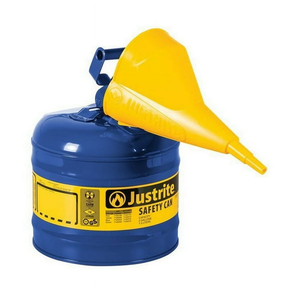 Justrite 7120310 2G-7.5L Safe Can Blue With Funnel