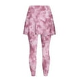 thumbnail image 5 of SCRAWLGOD Pink Tie-Dye Fashionable Women's Skirt with Leggings Breathable Yoga Tennis Golf Skirted Leggings with Pocket Full Length Stretchy Athletic Pants, L, 5 of 7