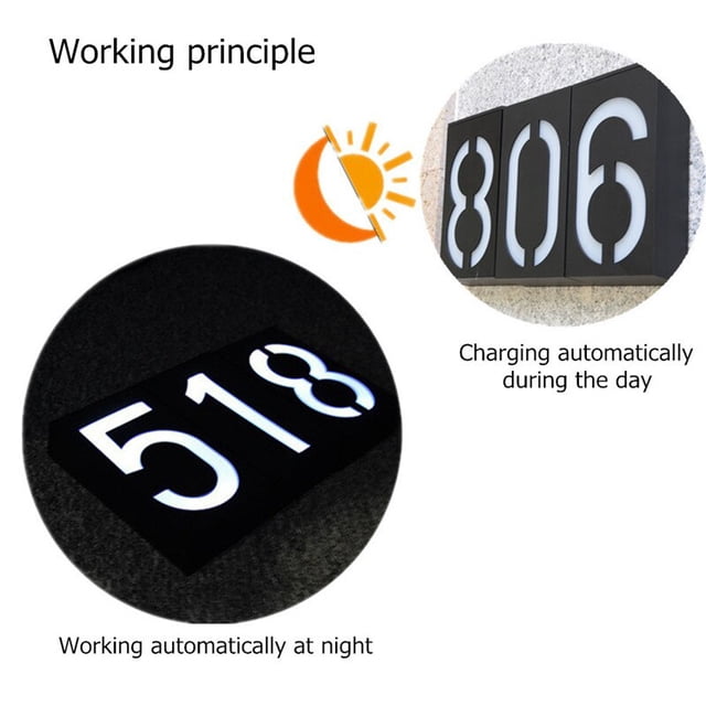 Solar House Number Led Solar Lamp Outdoor Garden Solar Number Door Plate Outdoor Lighting Rechargeable Garden House Number Light2China He Qiyong unisex