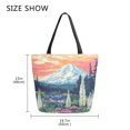thumbnail image 5 of FORMRS Womens Canvas Tote Bag with Zipper Inner Pocket Shoulder Handbag, Floral Mountain, 5 of 7