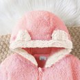 thumbnail image 3 of Jalioing Newborn Baby Fuzzy Snowsuit Cute Solid Color Long Sleeve Zipper Rompers Winter Thermal Fleece Jumpsuit, 3 of 9