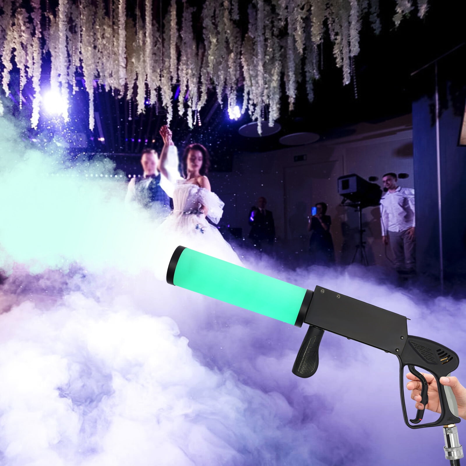 Black White Handheld Fog Gun LED CO2 Fog Cannon Special Effects Fog Machine Gun Party Bar DJ for Weddings