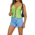 thumbnail image 2 of Fortune Femmes Licol Crop Top Été Solide Couleur Bandage Ouvert devant Sans Manches Tops, 2 of 6