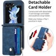 thumbnail image 4 of 2 in 1 Wallet Case for Samsung Galaxy Z Flip 5 5G, Durable PU Leather Detachable Magnetic Zipper Pouch Purse Cover for Galaxy Z Flip 5 Case with Card Slots Stand Holder,Blue, 4 of 15