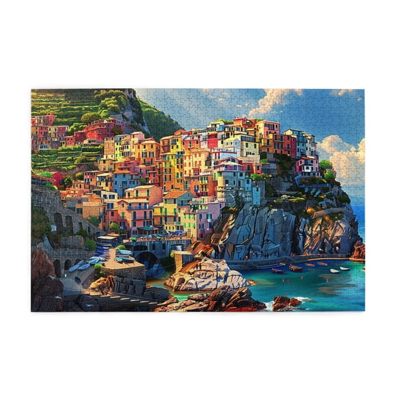 1000 PCS Seaside Town Wooden Puzzles For Adults 1000 Pieces,Enchanting Scenery Seaside Town Wood Puzzle,1000 Piece Jigsaw Puzzle For Adults Challenging Puzzle Perfect For Game Nights,For Puzzle Lover