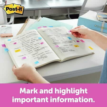 Post-it® Flags, Assorted Bright Colors, 50 Flags Per Pad, Pack Of 4 Pads + FREE Flag Highlighter