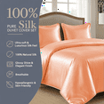 thumbnail image 4 of Amay Satin Silk King Duvet Cover Set (90"×104",Peach ) – Ultra-Soft, Wrinkle-Resistant – Ideal for Spacious Bedrooms, Couple Beds – 3-Piece Set, 4 of 5