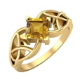 thumbnail image 2 of Mooneye 5mm Square Citrine 925 Sterling Silver Gold Vermeil Celtic Women Valentines Day Gift Ring, 2 of 8