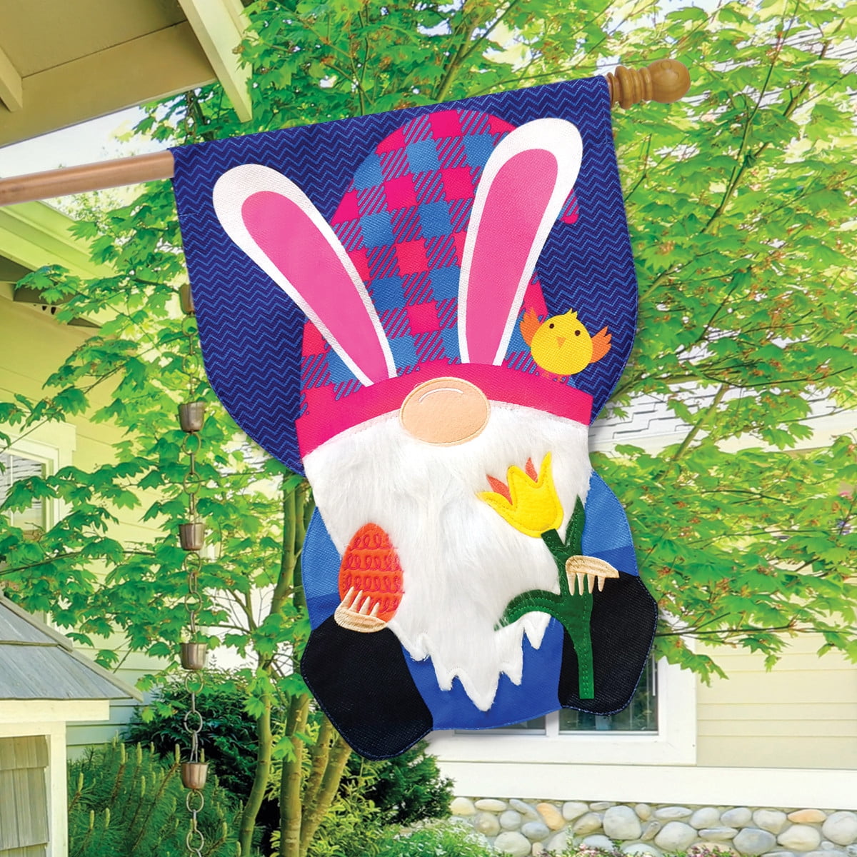 Briarwood Lane House Flag 40x28 For Outdoor Easter Gnome Burlap For Easter House Flag