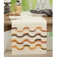 thumbnail image 3 of Fennco Styles Multicolor Fringe Lace Appliqué Table Runner 16" W x 72" L – Colorful Wave Line Design 100% Cotton Table Cover for Home, Dining Room, Banquets, Holidays and Special Events, 3 of 3