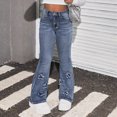 thumbnail image 7 of TOWED22 Girls Jeans Teen Wide Leg Baggy Denim Pants Kids Cute Y2K Streetwear Clothing with Adjustable Waisted,Blue,9-10 Y, 7 of 7