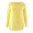 thumbnail image 2 of Dyfzdhu Fuzzy Tops for Women Plus Size Solid Long Sleeve Loose Thermal Fleece Crewneck Sweatshirts Yellow, 2 of 5