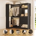 thumbnail image 2 of Freestanding 56.5 Inch Closet Organizer System with 4 Drawers, Homieasy Corner Closet System with 2 Rods and 6 shelves for Walk-In Closets, Bedroom, Black, 2 of 8