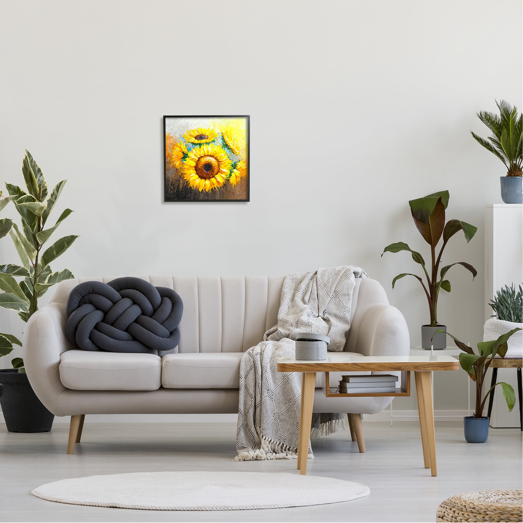 Stupell Vivid Yellow Sunflowers Impressionist Style Botanical & Floral Painting Black Framed Art Print Wall Art
