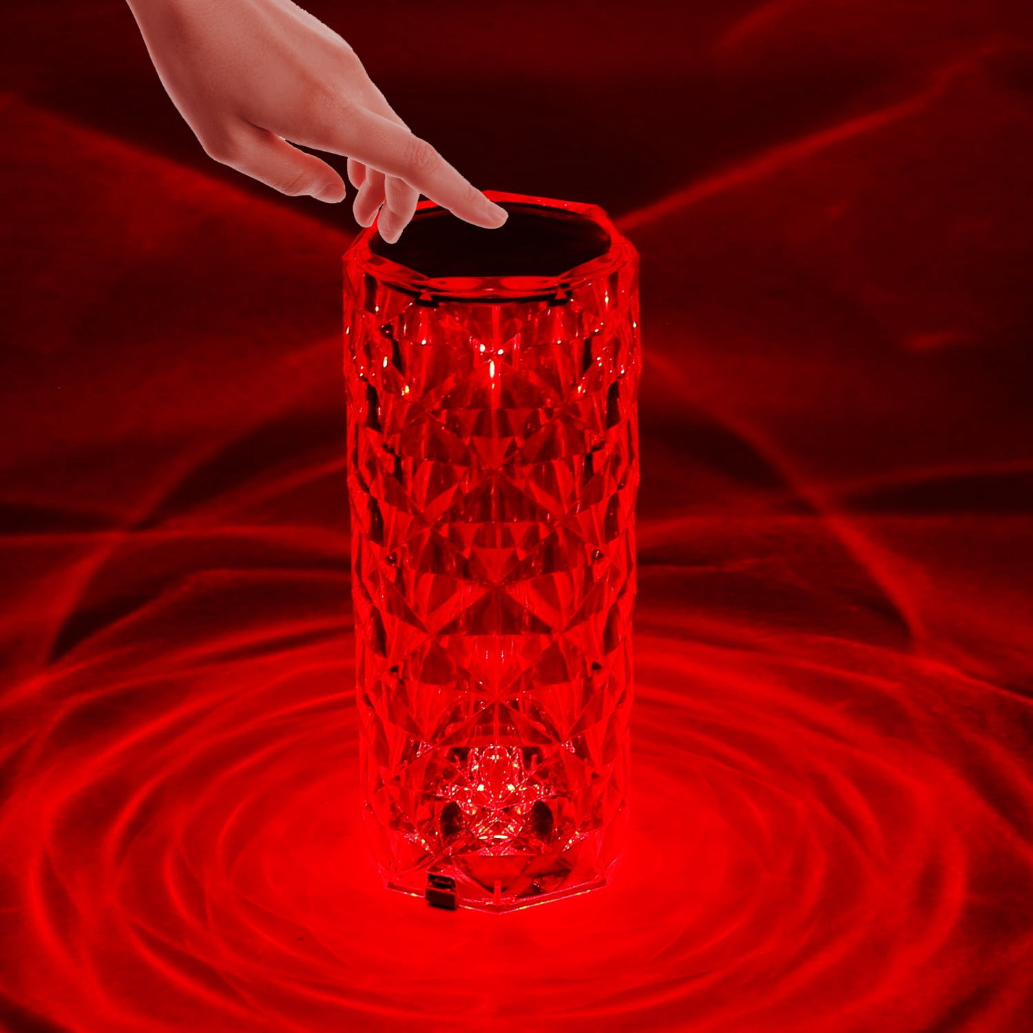 Zorpupoa 2 Pack Crystal Lamp Touch 16 RGB Colors Changing Night Light Rechargeable Crystal Table Lamp Bedside Lamp Cordless Rose Diamond Battery Night Light for Bedroom/Party/Dinner/Decoration