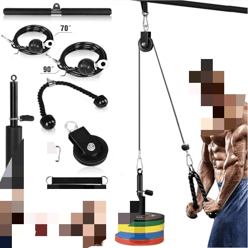 Fitness LAT and Lift Pulley System for Home Gym,Dual Weight Cable Pulley System Cable Machine Attachments with Upgraded Loading Pin for Biceps Curl, Tricep, Arm Workouts Home Gym Pulley System