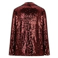 thumbnail image 4 of Jackets for Women Plus Size Fashion Lapel Collared Open Front Sequin Blazer Jacket Womens Long Sleeve Solid Casual Coat Tops Loose Outerwear Blouse Wine qILAKOG Size L, 4 of 6