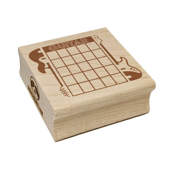 Split Electric Bass Guitar Chord Chart Square Rubber Stamp Stamping Scrapbooking Crafting - Medium 1.75in