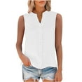 thumbnail image 6 of Cotton Linen Shirts for Women Sleeveless Collared Tops Linen Tank Tops for Women Button Down Plus Size V Neck Boho Clothes Casual Summer Tshirt White Xl, 6 of 6