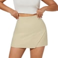thumbnail image 2 of Only Moment Skorts Skirts for Women Polyurethane Fiber Solid with Built-In Shorts and Pockets for Golf Tennis Hiking Workout Casual Skort Skorts for Wowomen Knee Length Beige,M, 2 of 7