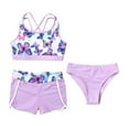 thumbnail image 3 of Alvivi Kids Girls 3 Piece Swimsuits Floral Print Swimwear Crop Tops Shorts Briefs Set, 3 of 7