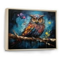 thumbnail image 2 of Designart "Blue Owl Nights Watch composition I" Animals Floater Framed Canvas Wall Art, 2 of 7
