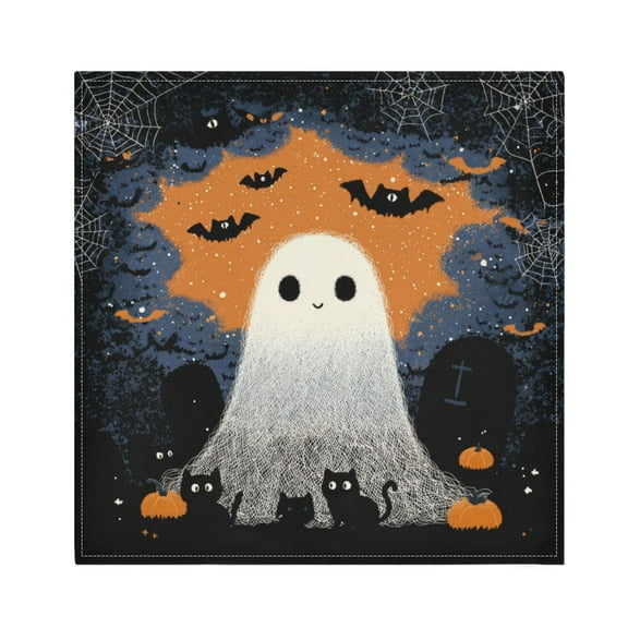 Qxltty Cute Little Ghost Napkins 20×20in Perfect for Parties Dinners Weddings Cocktail Housewarming Cloth Napkins Set of 6