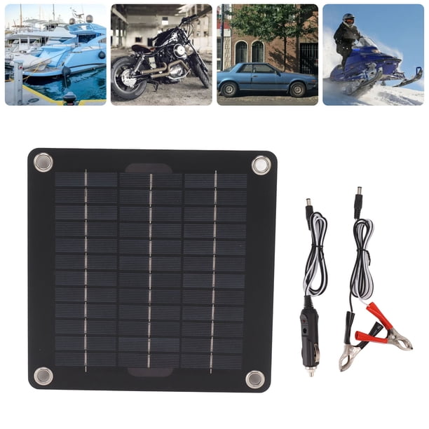 Cargador de Batería de Automóvil Solar, Bloqueo de Diodo de Alta Eficiencia 10W 12 V Kit de Panel de Carga Solar Amigable Con el Medio Ambiente Con Clip de Prueba Para