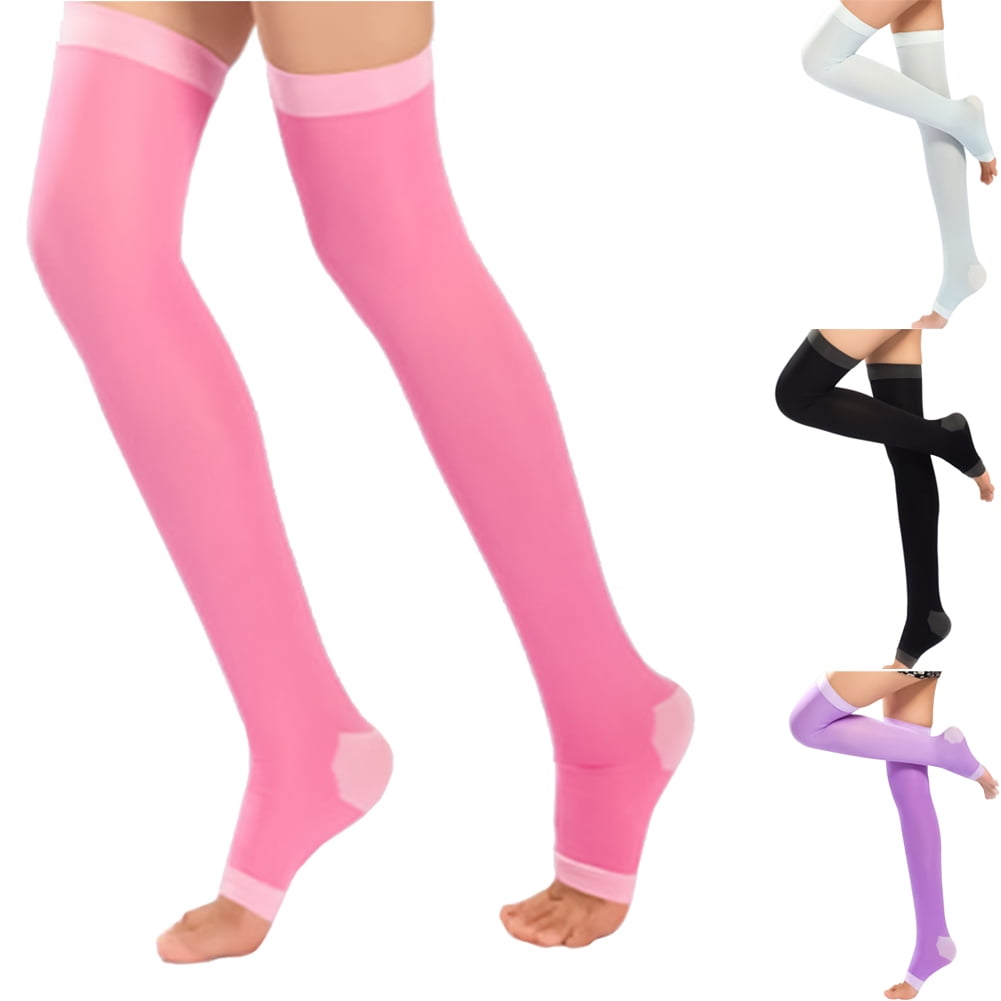 Walbest Womens 480D Thigh High Compression Stockings, Open Toe, Yoga