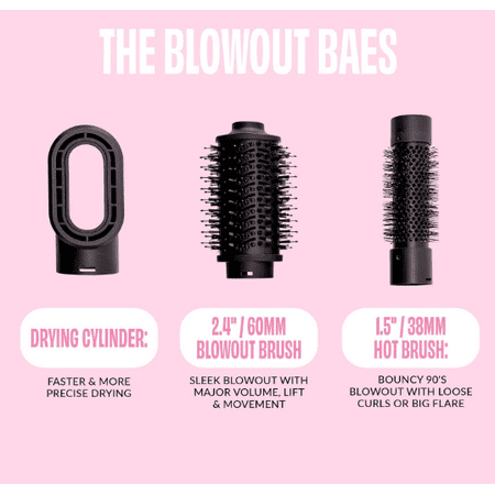 FoxyBae 3-in-1 Ceramic Interchangeable Hair Tools - Blowout Dryer Set [Black Rose-Gold]