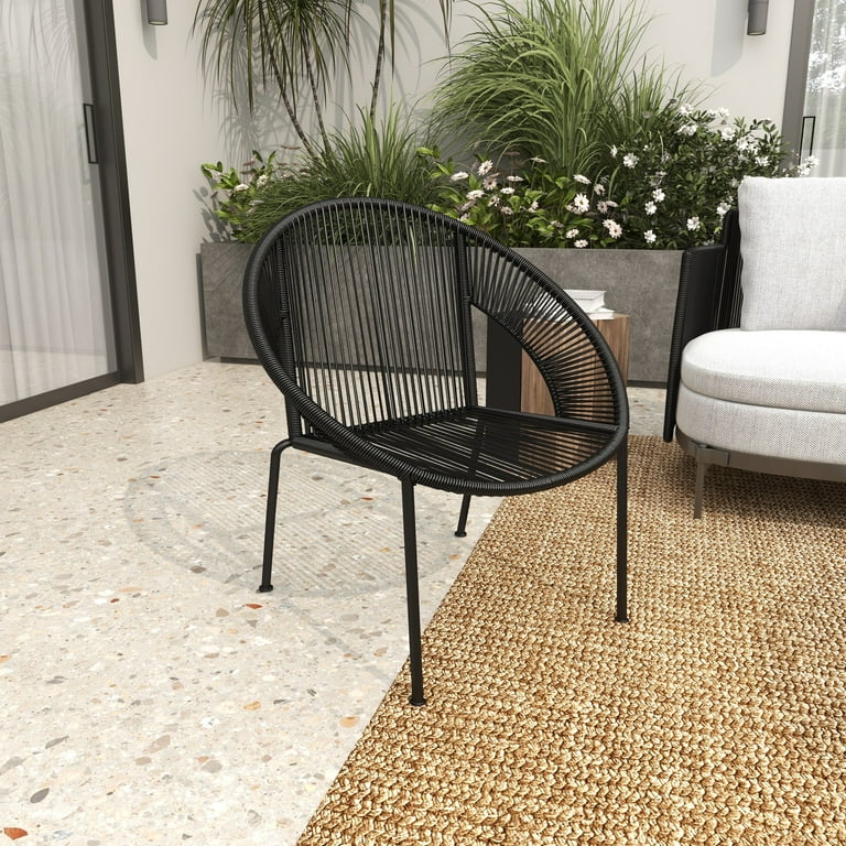 Rattan Garden Furniture Plastic Woven Chairs DecMode Black Plastic