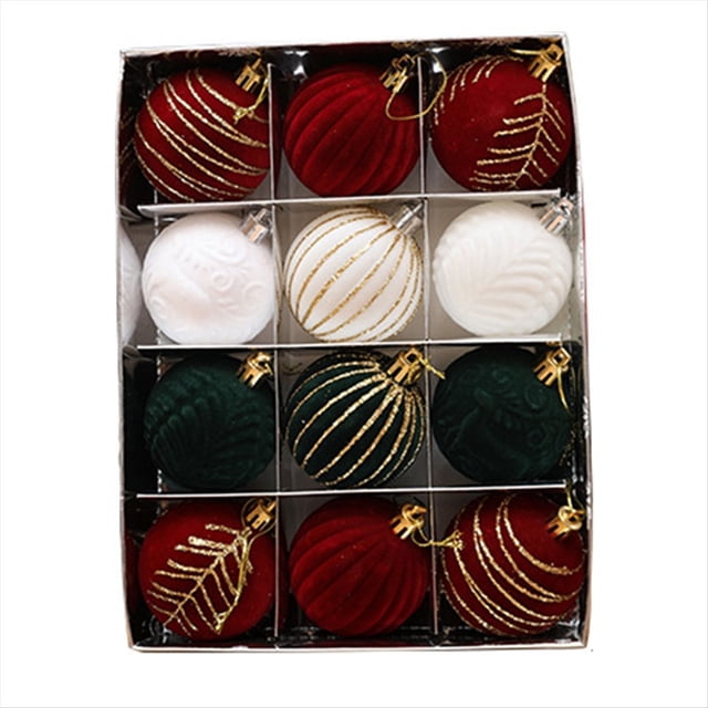 12 Piezas 6CM Bola de Navidad Adornos Decoraciones de Árboles para Vacaciones Boda Árbol de Navidad Decoración Bola Colgante e