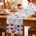 thumbnail image 5 of Red Blue Floral Table Runner 72 Inches, Independence Day Flowers Grey Wooden Bed Runner Dresser Scarves Tabletop for Indoor Outdoor Parties/Ceremony/Banquet, 14" x 72", 5 of 9