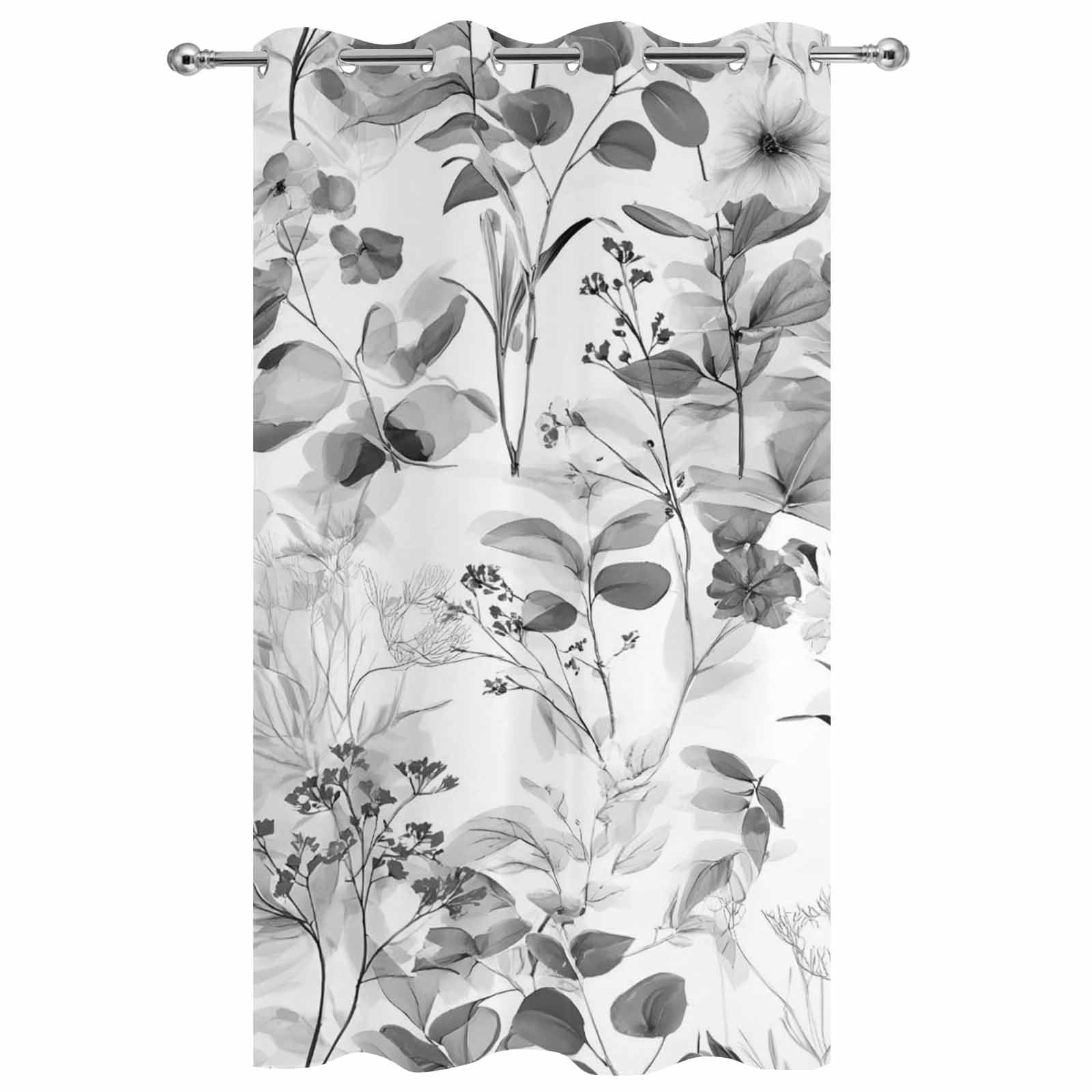 Outdoor Curtains for Patio Waterproof, Spring Flowers Windproof Pravicy Outside Porch Blackout Curtain, Vintage Country Eucalyptus Leaves Plants Sun Blocking Grommets Curtains for Cabana 54"x84"